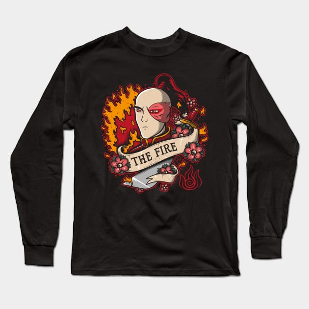 Fire Tattoo Long Sleeve T-Shirt by Soulkr